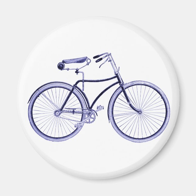 Imán Bicicleta azul vintage (Frente)