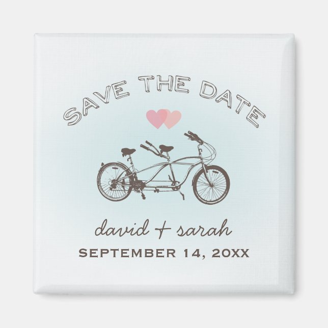 Imán Bicicleta Blue Tandem Save the Date Magnet (Frente)
