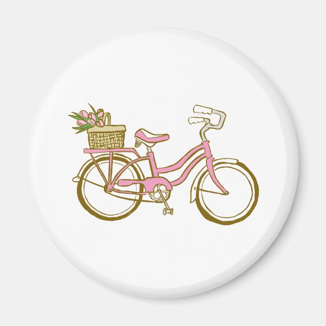 Imán Bicicleta con tulipanes (Frente)