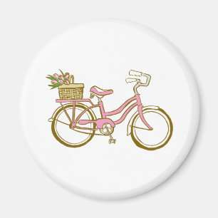 Imán Bicicleta linda con los tulipanes