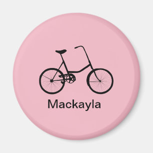 Imán Bicicleta personalizada en rosa con nombre
