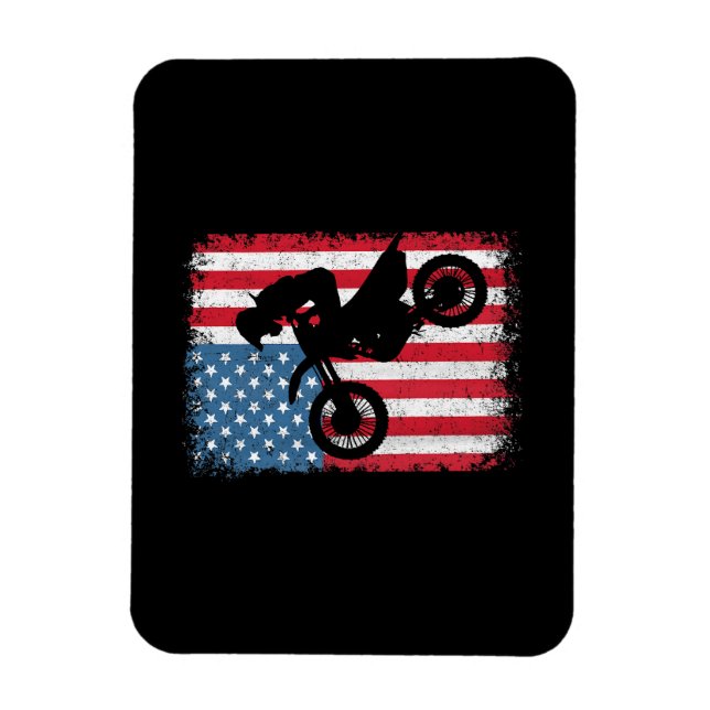 Imán Bicicleta Sucia Bandera Estadounidense Motocross B (Vertical)