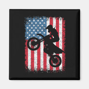 Imán Bicicleta Sucia Motocross Biker Bandera Norteameri