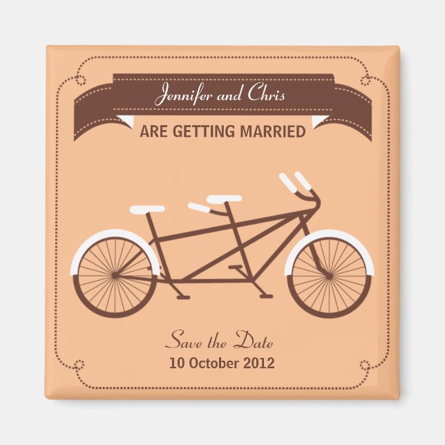 Imán Bicicleta tándem Beige moderno salva la fecha (Frente)