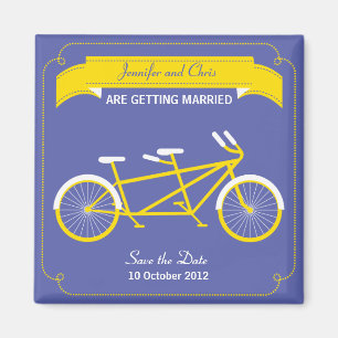 Imán Bicicleta tándem Boda moderno Purple Save the Date