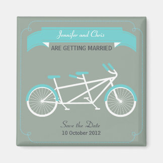Imán Bicicleta tándem gris Boda moderno salva la fecha