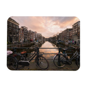 Imán Bicicletas al atardecer en Amsterdam