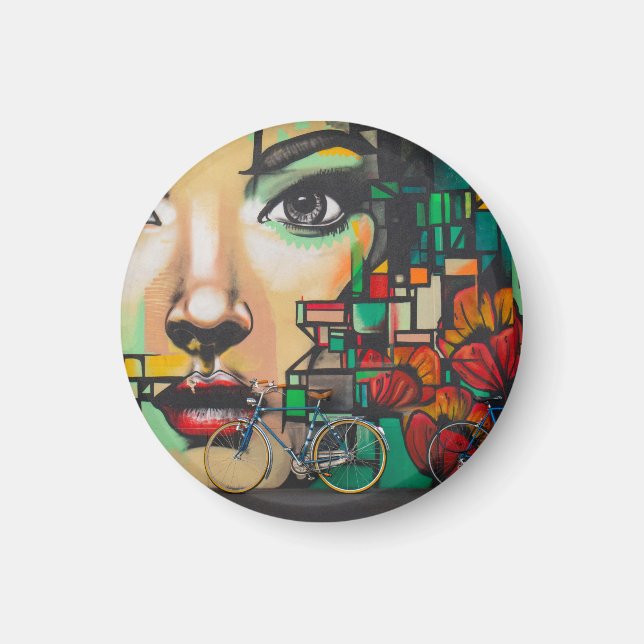 Imán Bicicletas en la pared del graffiti (Frente)