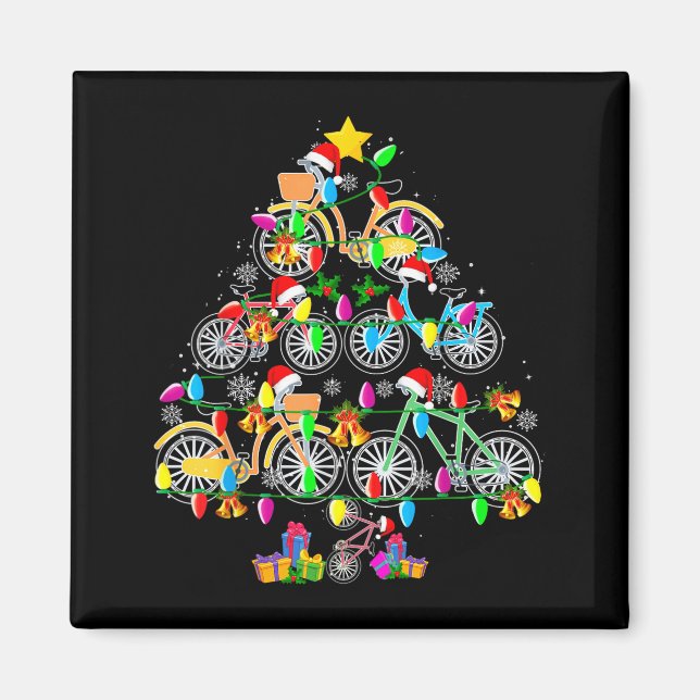 Imán Bicycle Christmas Tree Funny Santa Bicycle Lover B (Frente)