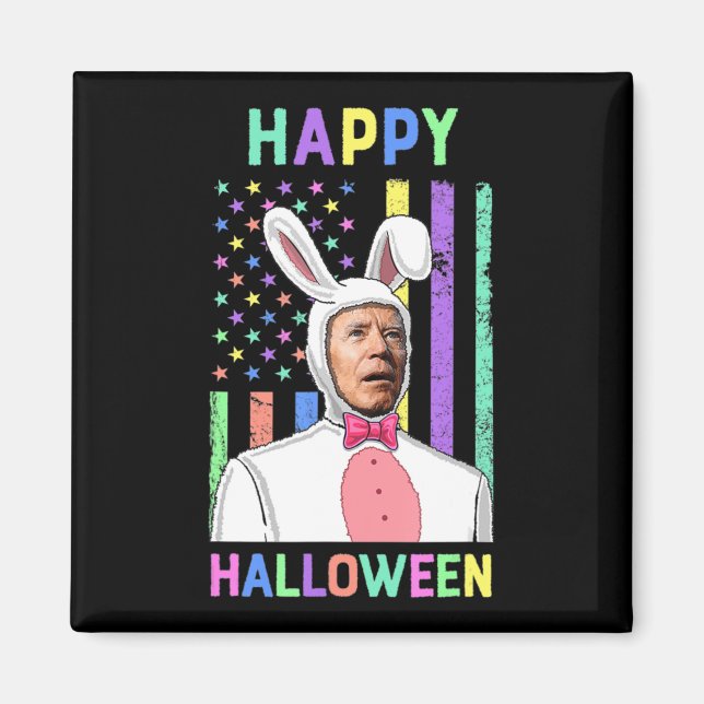 Imán Biden Easter Happy Halloween Bunny Joe Easter Flag (Frente)