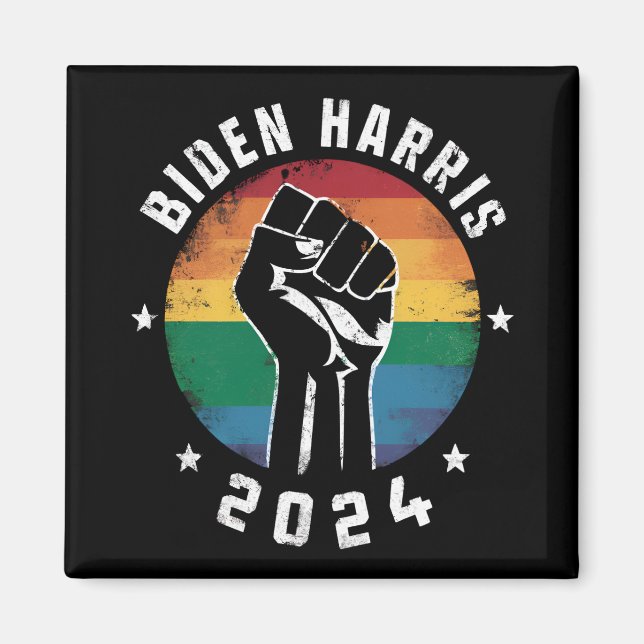 Imán Biden Harris 2024 LGBT Arcoíris Orgullo Gay Elecci (Frente)