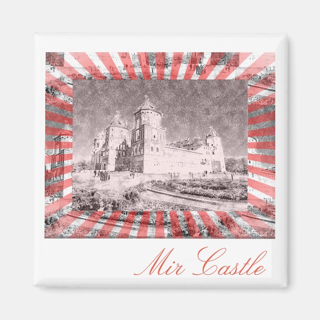 Imán Bielorrusia Mir Castle Architecture Painting Magne (Frente)