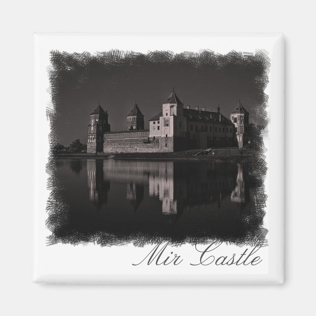 Imán Bielorrusia Mir Castle Architecture Painting Magne (Frente)
