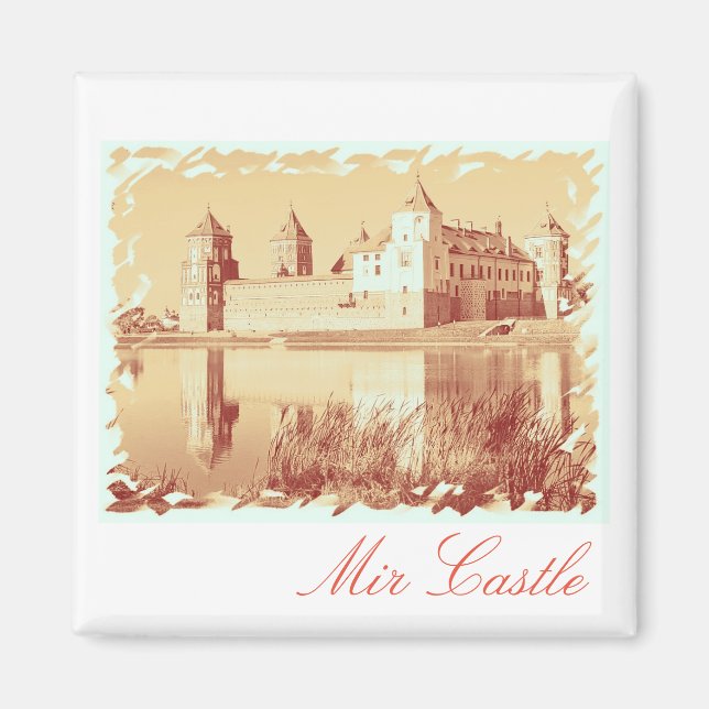 Imán Bielorrusia Mir Castle Architecture Painting Magne (Frente)