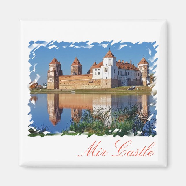 Imán Bielorrusia Mir Castle Architecture Painting Magne (Frente)
