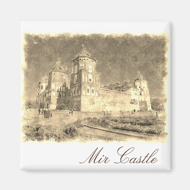 Imán Bielorrusia Mir Castle Architecture Painting Magne (Frente)