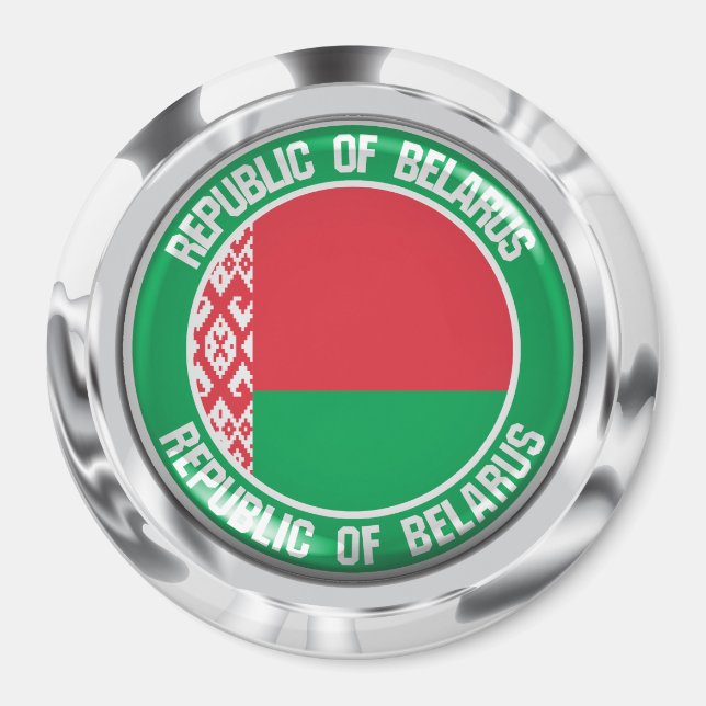 Imán Bielorrusia redonda Emblem (Frente)