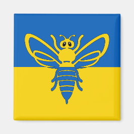 Imán Biene vor der ukrainischen Flagge Magnet