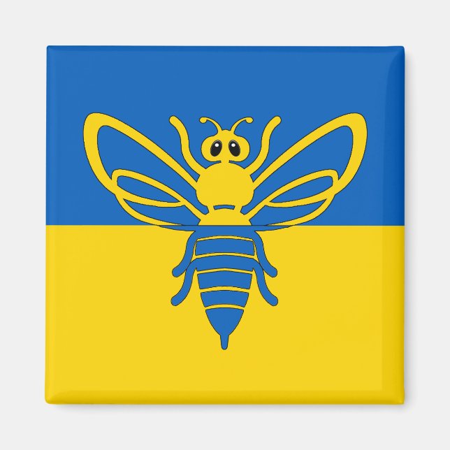 Imán Biene vor der ukrainischen Flagge Magnet (Frente)