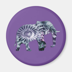 Imán Bienestar animal - Elephant Silhouette Fractal 2