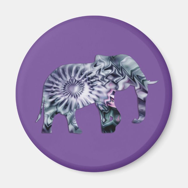 Imán Bienestar animal - Elephant Silhouette Fractal 2 (Frente)