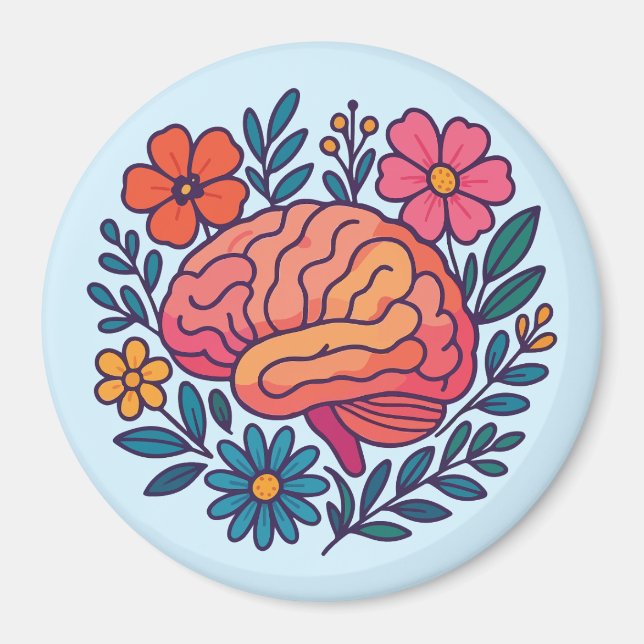 Imán Bienestar Mental Cerebro Floreciente (Frente)
