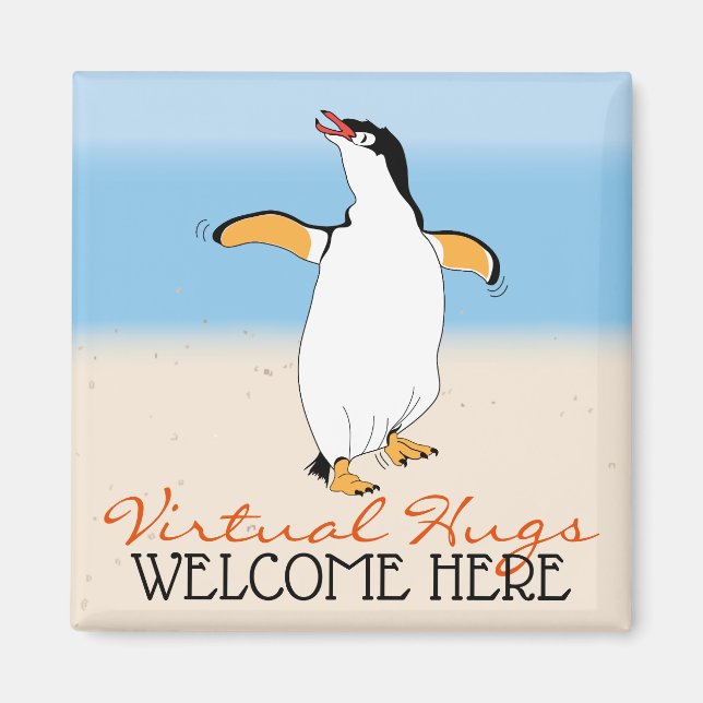 Imán Bienvenida a los abrazos virtuales aquí (Frente)