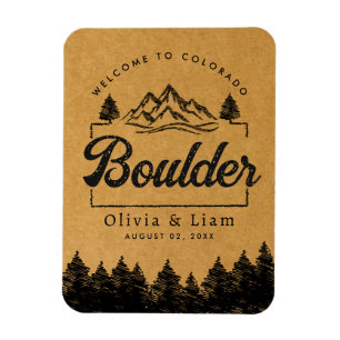 Imán Bienvenida Minimalista Boda de Boulder Colorado