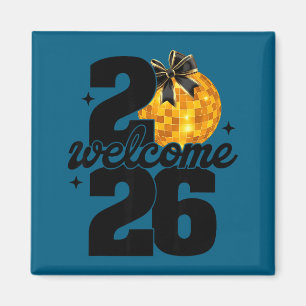 Imán Bienvenido 2026 Feliz Año Nuevo Bola de Disco Y Co
