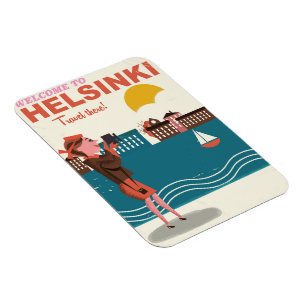 Imán Bienvenido a Helsinki Finlandia cartel de viaje vi