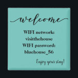 Imán Bienvenido Magnet Vacation Rental Wifi Contraseña<br><div class="desc">Este diseño se puede personalizar haciendo clic en el botón personalizar y cambiando el nombre, las iniciales o las palabras. También puede cambiar el color y estilo del texto o eliminar el texto para un diseño de sólo imagen. Contáctame en colorflowcreations@gmail.com si quieres tener este diseño en otro producto. Compra...</div>