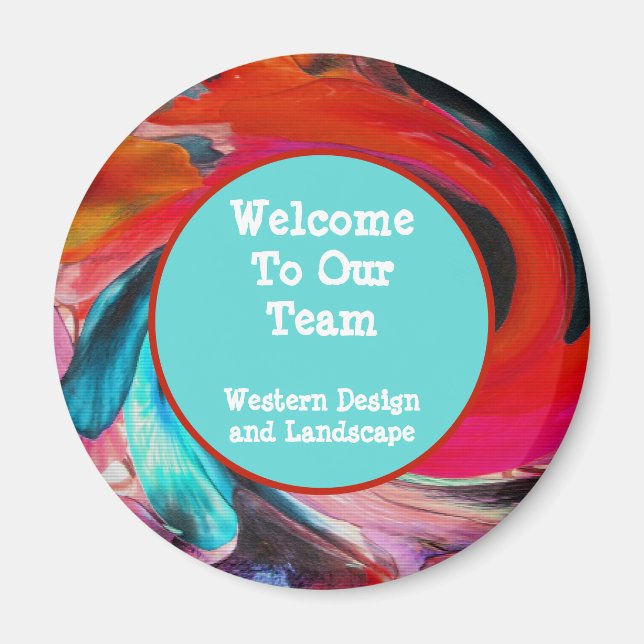 Imán Bienvenidos A Nuestro Equipo Vivid Swirled Tie Dye (Frente)
