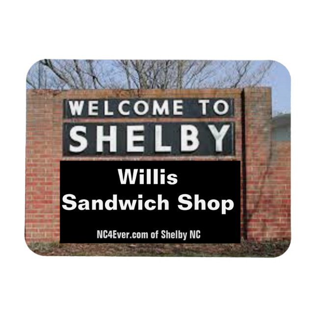 Imán BIENVENIDOS A SHELBY Willis Sandwich Shop Flexible (Horizontal)