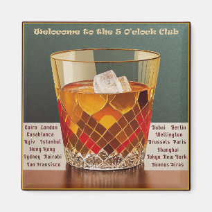 Imán Bienvenidos al diseño de 5 O'clock Club Mid Centur