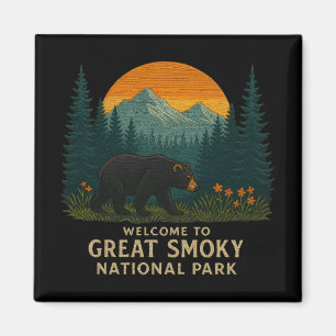 Imán Bienvenidos al parque Embroidery Great Smoky Mount