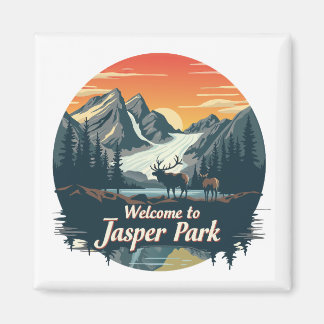 Imán Bienvenidos al Parque Nacional Canadiense Jasper