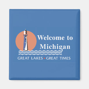Imán Bienvenidos al Rótulo Michigan - USA Road