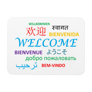 IMÁN BIENVENIDOS IDIOMAS COLORIDOS
