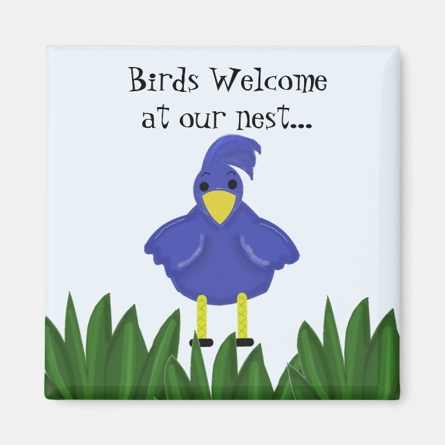 Imán Bienvenidos pájaros en nuestro nido - Bluebird (Frente)