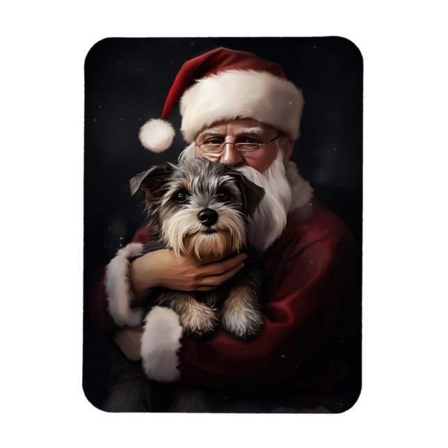 Imán Biewer Terrier con Santa Claus Navidad Festiva (Vertical)