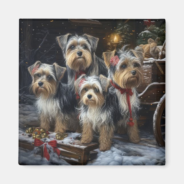 Imán Biewer Terrier Nevado Trineo Decoración de Navidad (Frente)