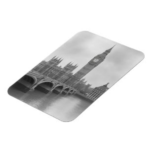 Imán Big Ben negro y blanco - Monumento histórico de Lo