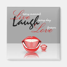 Big Mouth Live Laugh Square Fridge Magnets