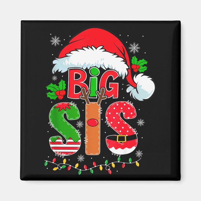 Imán Big Sis Santa Hat New Big Sister Announcement Xmas (Frente)