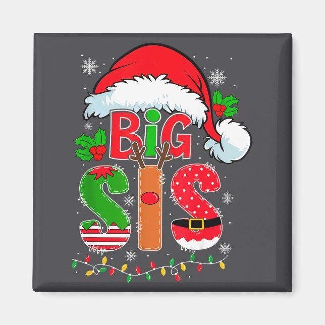 Imán Big Sis Santa Hat New Big Sister Announcement Xmas (Frente)