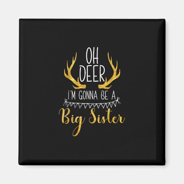 Imán Big Sister Oh Deer Baby Announcement Cute Style  (Frente)