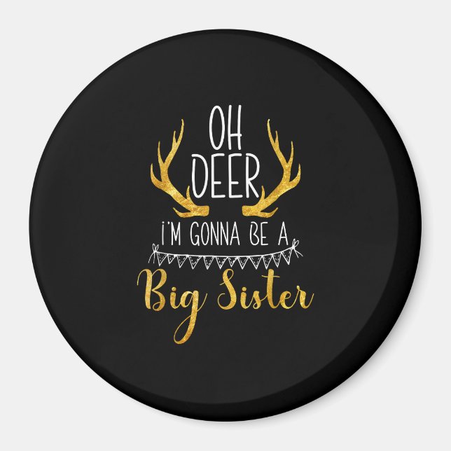 Imán Big Sister Oh Deer Baby Announcement Cute Style  (Frente)