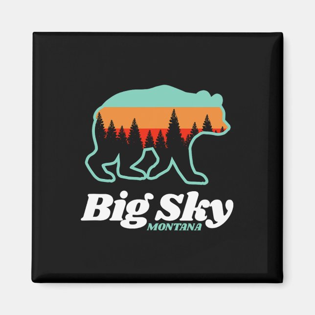 Imán Big Sky Montana Esquí Snowboard Bear (Frente)