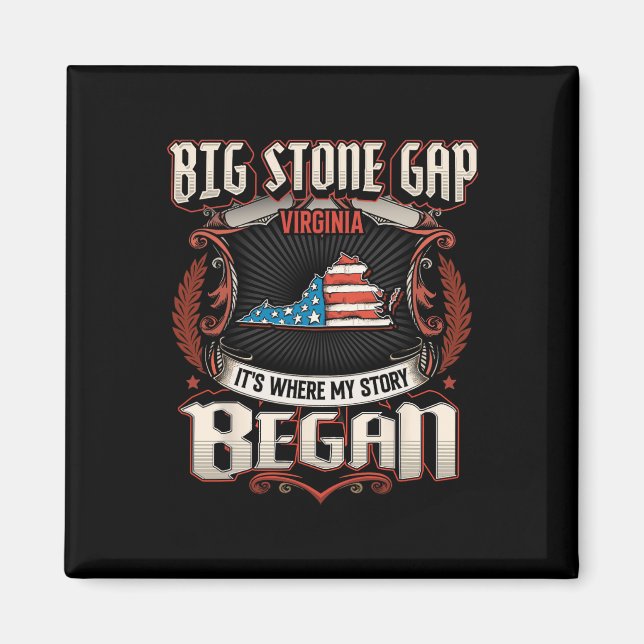 Imán Big Stone Gap Virginia Bandera Estadounidense 4 De (Frente)