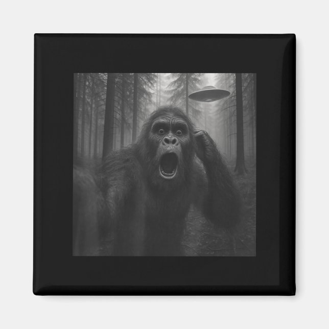 Imán Bigfoot Alien Ufo Selfie Funny Sasquatch Meme Men  (Frente)